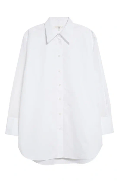 Lafayette 148 Oversize Sheer Sleeve Organic Cotton Poplin Shirt In White