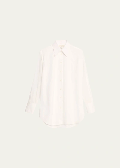 Lafayette 148 Oversized Button-down Cotton Poplin Shirt In White