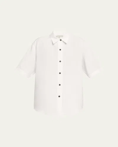Lafayette 148 Oversized Button-down Linen Shirt In White