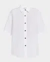 Lafayette 148 Oversized Button-down Linen Shirt In White