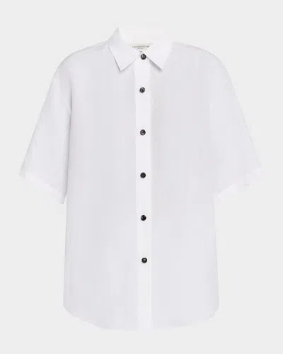 Lafayette 148 Oversized Button-down Linen Shirt In White