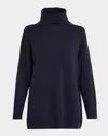 Lafayette 148 Oversized Cashmere Turtleneck Sweater In Blue