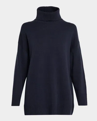 Lafayette 148 Oversized Cashmere Turtleneck Sweater In Blue