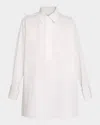 Lafayette 148 Oversized Cotton Popover Shirt In White