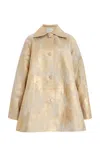 Lafayette 148 Gilded Lambskin Leather Oversized Swing Coat In Gold