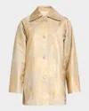Lafayette 148 Gilded Lambskin Leather Oversized Swing Coat In Guilded Brass