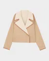 Lafayette 148 Oversized Reversible Leather-trim Jacket In Birchraffia