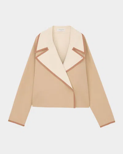 Lafayette 148 Oversized Reversible Leather-trim Jacket In Birch/raff