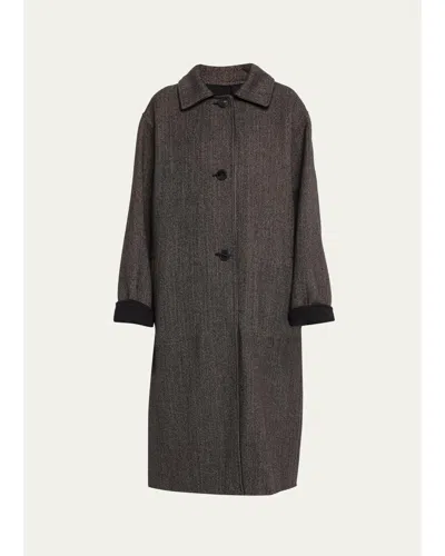 Lafayette 148 Oversized Reversible Wool-cashmere Coat In Gray