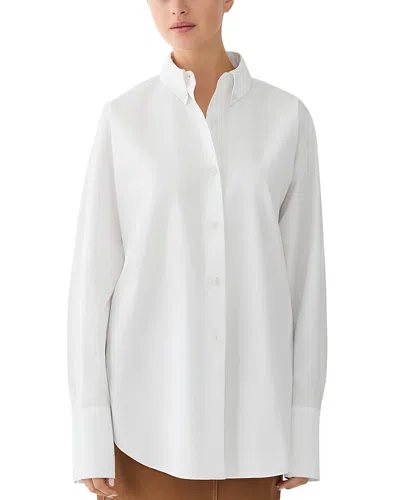 Lafayette 148 Oversized Rounded Sleeve Cotton Shirt In White