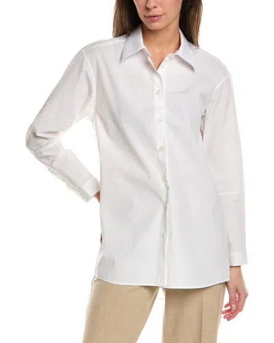 Lafayette 148 Organic Cotton Poplin Oversized Shirt In White