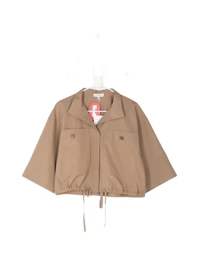 Lafayette 148 Oversized Short-sleeve Jacket In Brown