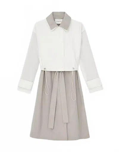 Lafayette 148 Oversized Trench In Alabaster/sandstone In White