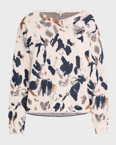 Lafayette 148 Paint Splatter Jacquard Knit Sweater In Creme Multi