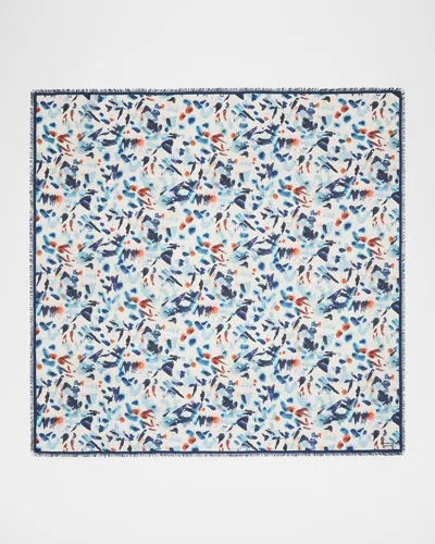 LAFAYETTE 148 PAINT SPLATTER SQUARE CASHMERE-SILK SCARF