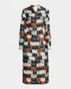 Lafayette 148 Paint Stroke-print Silk Midi Shirtdress In Concrete Multi