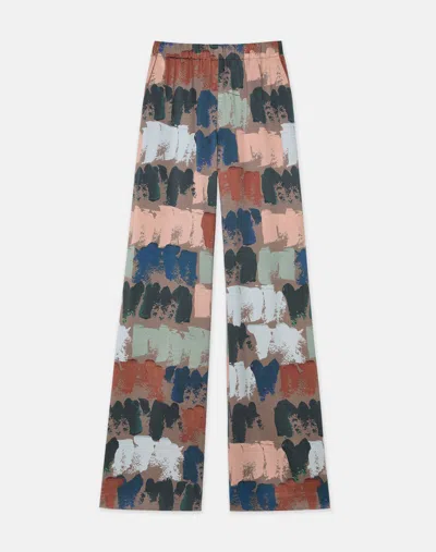 Lafayette 148 Painter's Palette Print Silk Charmeuse Riverside Pant-concrete Multi-xxl