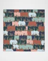 Lafayette 148 Painter's Palette Print Silk Twill Scarf-concrete Multi-one In Concrete Multi