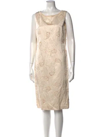 Pre-owned Lafayette 148 Paisley Print Knee-length Dress In Neutral
