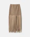 Lafayette 148 Paperfine Suede & Leather Herringbone Fringed Skirt In Brown