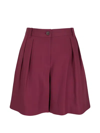 Lafayette 148 Park Pleated Linen Shorts In Burgundy