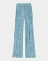 Lafayette 148 Iridescent Twill Plissã© Parkside Pant In Lagoon Green