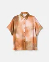 Lafayette 148 New York Pastel Print Oversize Dolman Sleeve Silk Satin Blouse In Red Ochre Multi