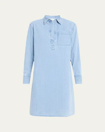 Lafayette 148 Patch Pocket Denim Popover Shirtdress
