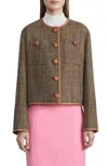Lafayette 148 Patch Pocket Highlands Jacket In Curry Multi In Brown