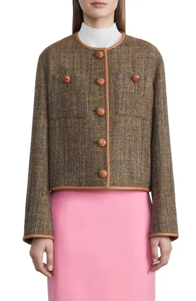 Lafayette 148 Patch Pocket Highlands Jacket In Curry Multi In Brown