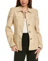 Lafayette 148 New York Patch-pocket Tailored Linen-blend Chore Jacket In Brown