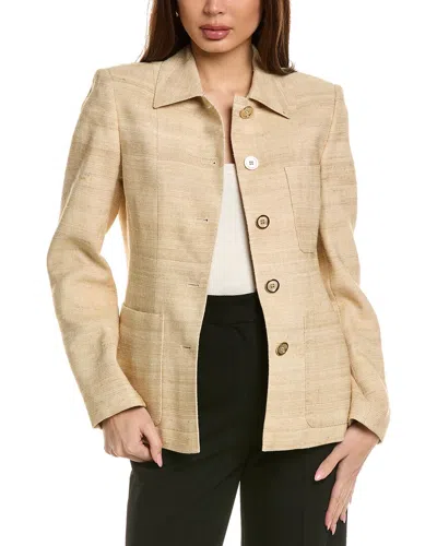LAFAYETTE 148 PATCH-POCKET TAILORED LINEN-BLEND CHORE JACKET