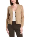Lafayette 148 New York Patch Pocket V-neck Mohair & Alpaca-blend Cardigan In Brown