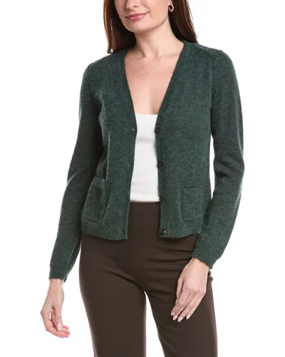 LAFAYETTE 148 PATCH POCKET V-NECK MOHAIR & ALPACA-BLEND CARDIGAN