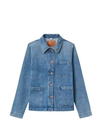 Lafayette 148 New York Patch Pocket Denim Jacket In Blue