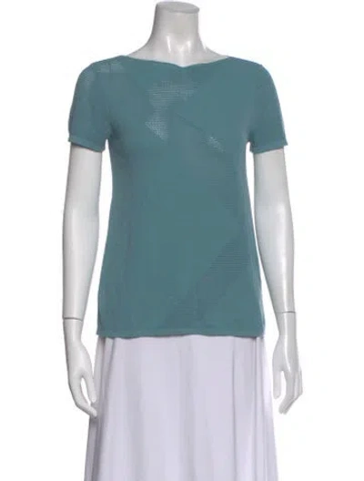 Pre-owned Lafayette 148 Patterned Bateau Neckline Sweater In Blue