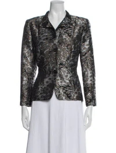 Pre-owned Lafayette 148 Patterned Blazer In Blue