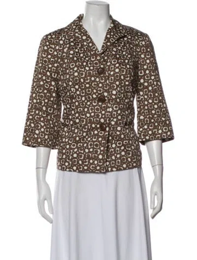Pre-owned Lafayette 148 Patterned Blazer In Brown