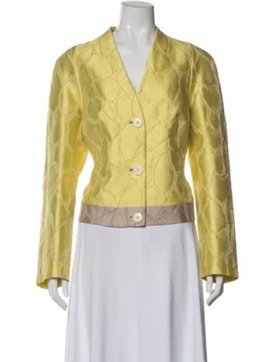 Pre-owned Lafayette 148 Patterned Blazer In Yellow
