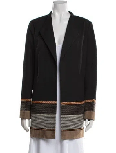 Pre-owned Lafayette 148 Patterned Coat In Black