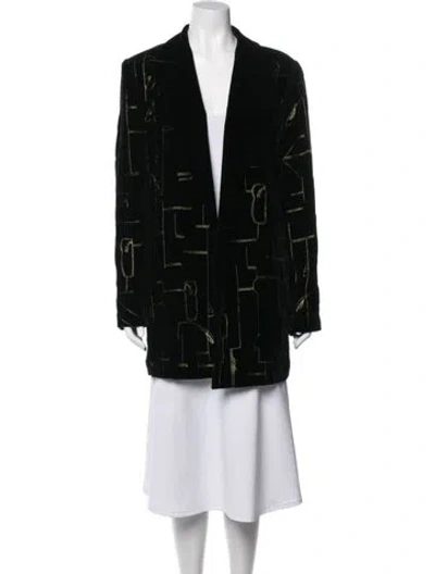Pre-owned Lafayette 148 Patterned Coat In Black