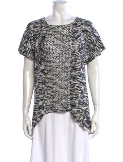Pre-owned Lafayette 148 Patterned Crew Neck Sweater In Black