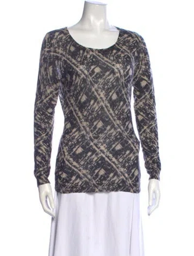 Pre-owned Lafayette 148 Patterned Crew Neck Sweater In Black
