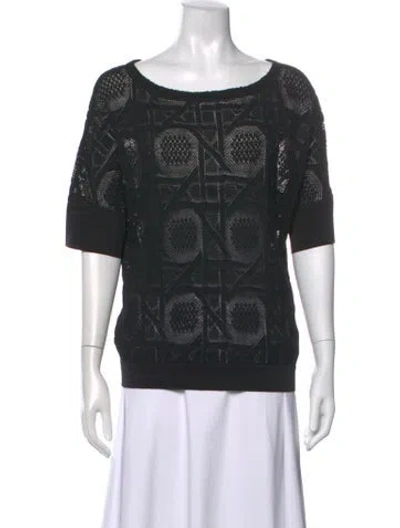 Pre-owned Lafayette 148 Patterned Crew Neck Sweater In Black