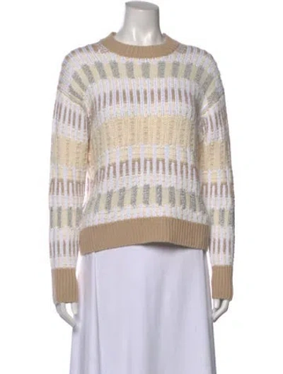 Pre-owned Lafayette 148 Patterned Crew Neck Sweater W/ Tags In Neutral