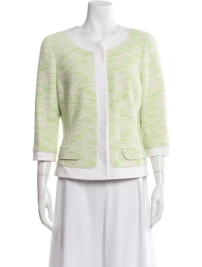 Pre-owned Lafayette 148 Patterned Jacket In Green