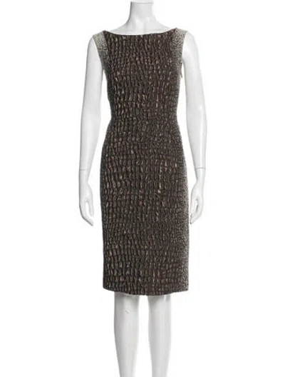 Pre-owned Lafayette 148 Patterned Knee-length Dress In Black