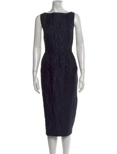 Pre-owned Lafayette 148 Patterned Knee-length Dress In Blue