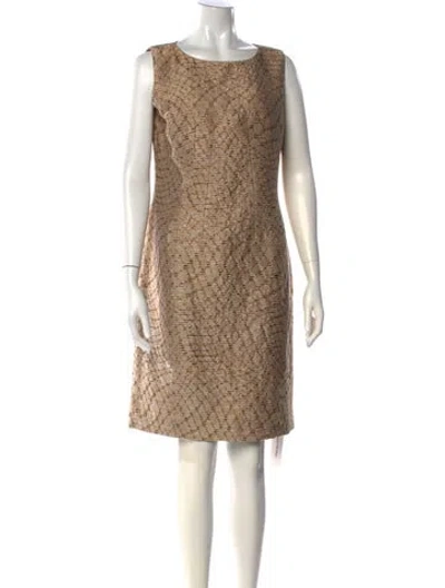Pre-owned Lafayette 148 Patterned Knee-length Dress In Neutral