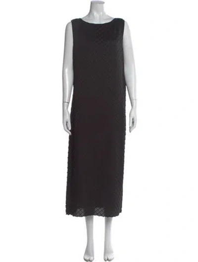 Pre-owned Lafayette 148 Patterned Long Dress In Gray